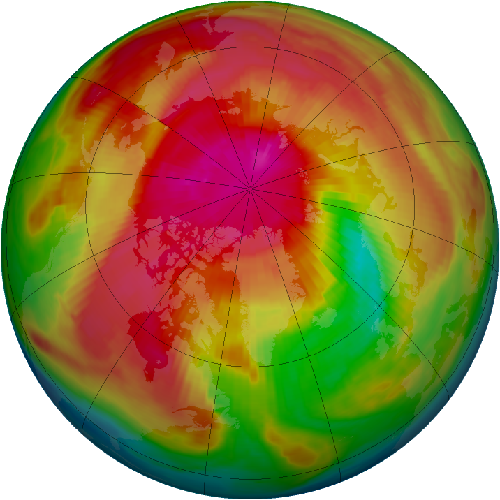 Arctic ozone map for 19 March 1980